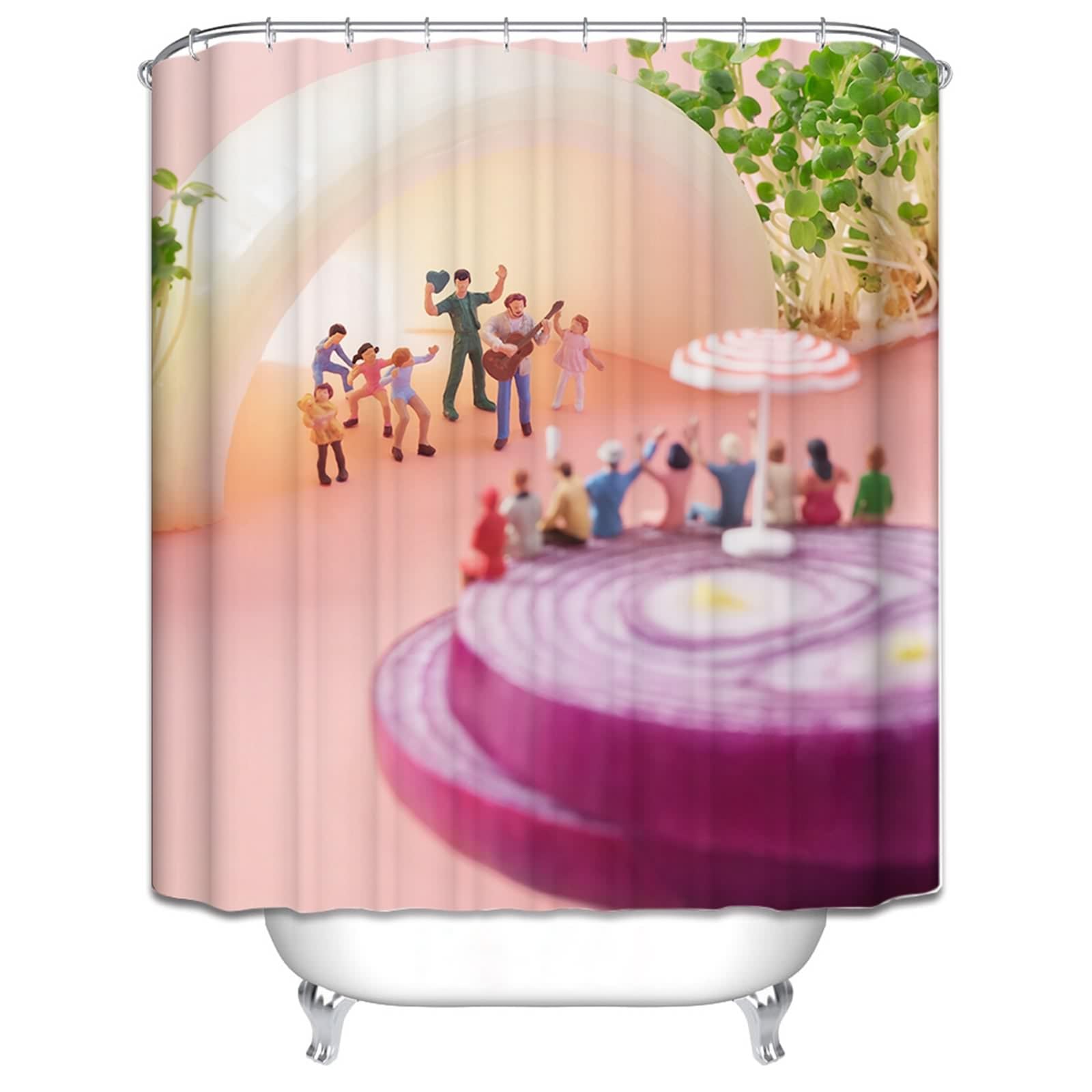 Rideau de douche double en tissu anti-moisissure 200x180cm