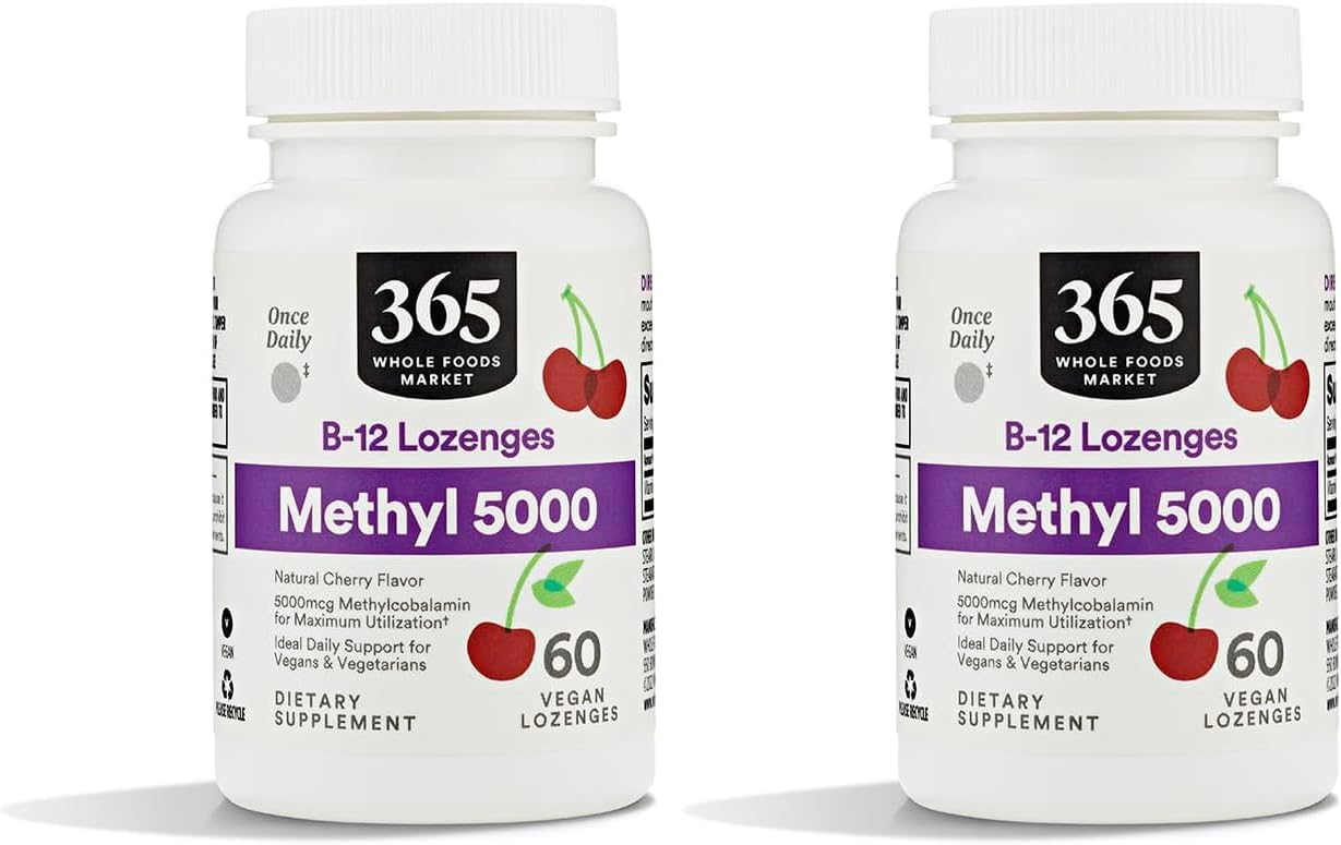 Whole Foods Market, Methyl B-12 5000Mcg Cherry, 60 Lozenges (Pack of 2)