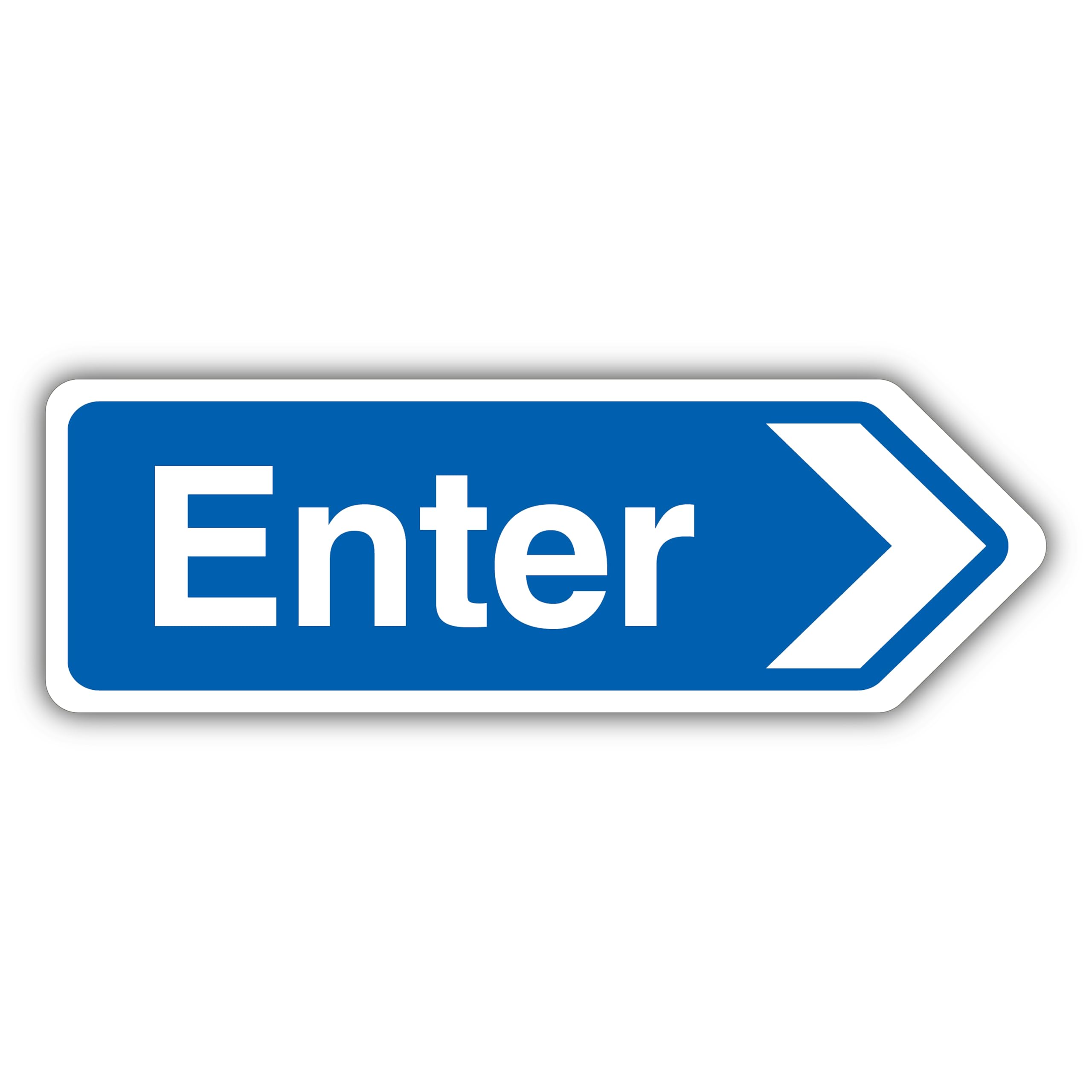 V Safety Enter Arrow Right - Shaped Sign 300 x 100 mm - 1mm Rigid Plastic