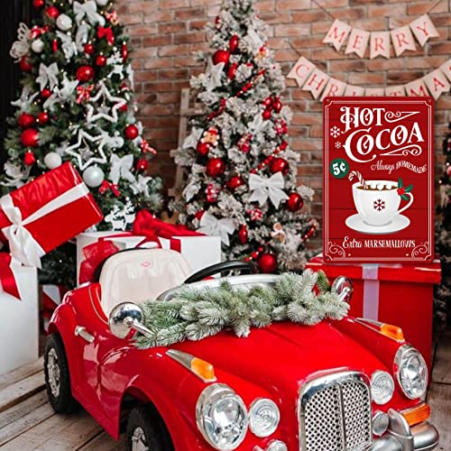 Image of sebiuo Christmas Signs Hot Cocoa Bar Metal Tin Sign Decor For Home Vintage Christmas Coffee Cocoa Sign Hot Chocolate Bar Sign Wall Decorations Gifts 8x12 Inch
