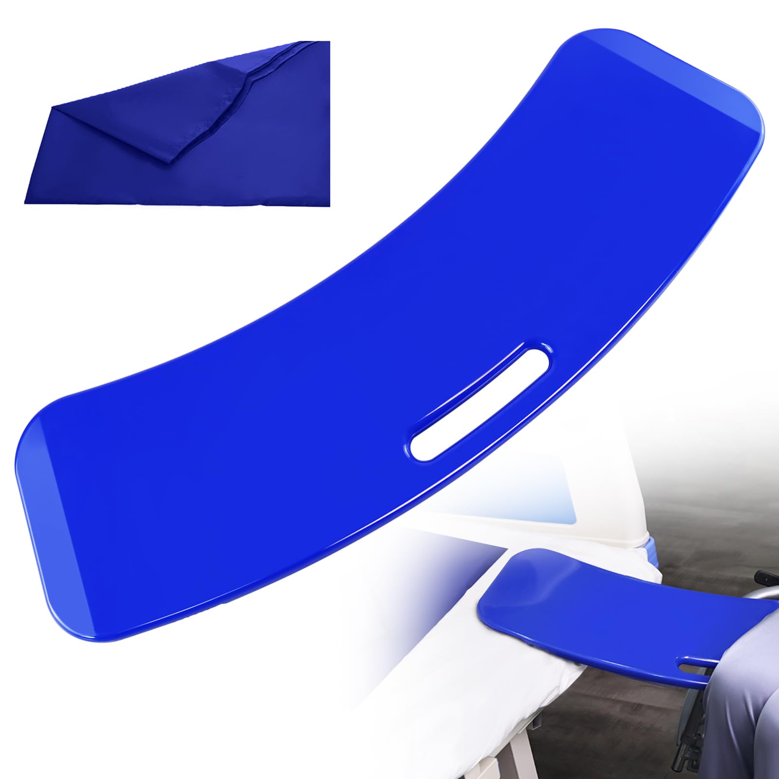 LOSCHEN Tavola di trasferimento, tavola scorrevole per il trasferimento dalla sedia a rotelle al letto, WC, auto, con foglio scorrevole tubolare blu 40 x 60 cm