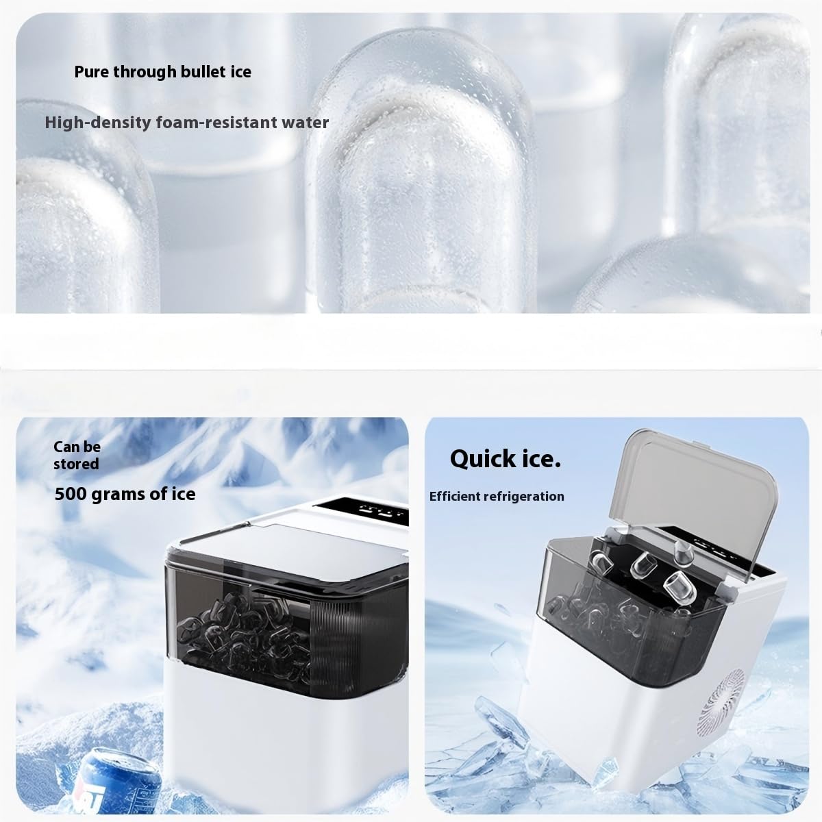 Compact Ice Maker Machine, 26 Lbs/24h Production, 1.2 Lbs Storage, White (White) on Fridge.com - View 5