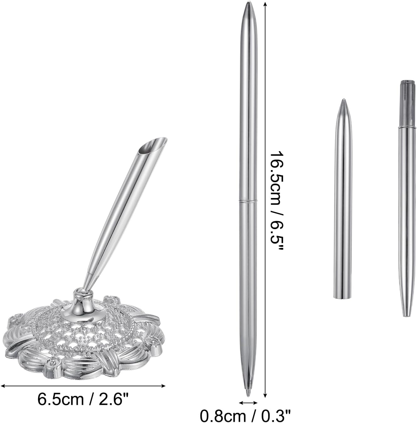 PATIKIL 1 Set Wedding Pen with Pen Holder, Guest Book Pen with Holder, Silver Tone image 2