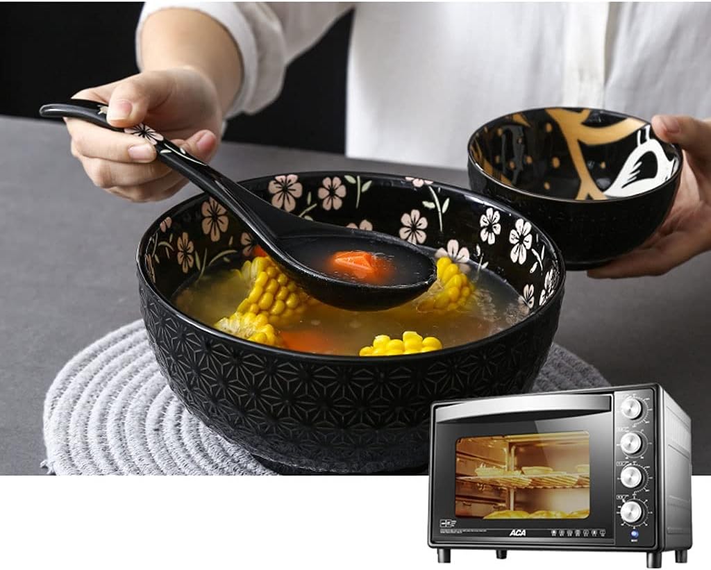 Tea Spoons Household Large Spoon for Rice Spoon Black Long Handle Spoon Ceramic Spoon Large Porridge Spoon 2 Pieces Ice Tea Spoons (Color : E) (B)