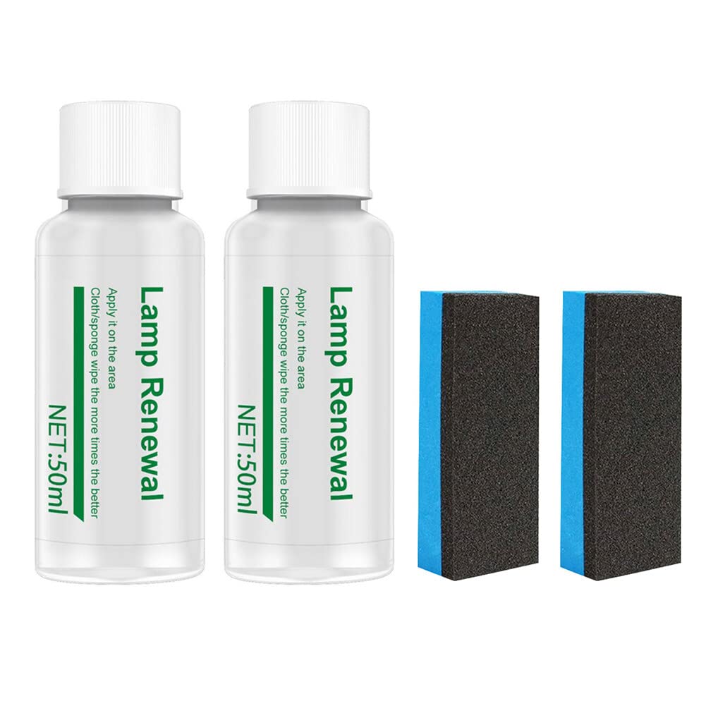 ihreesy 50ml Headlight Restoration Kit,2PCS Headlight Repair Polishing Spray Headlamp Renewal Polish Liquid Cleaning Refurbish Kit for Car Lens