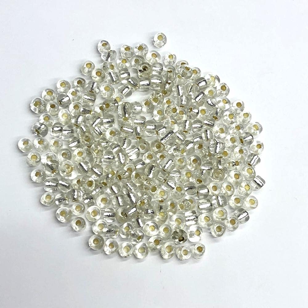 100 Gram-Round 6/0 Glass Seed Beads Clear Color (4~3mm, Hole: 2.0mm)