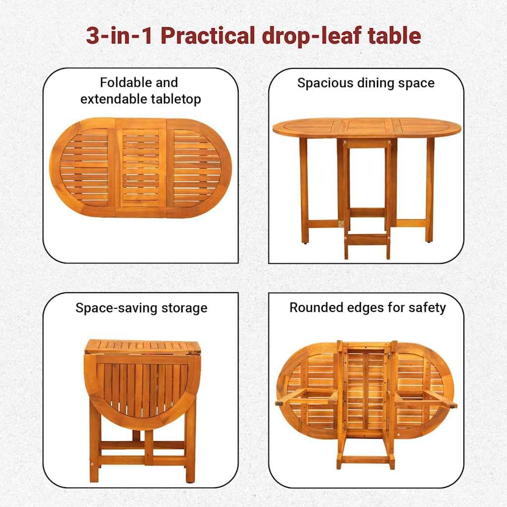 vidaXL Tavolo da Giardino Marrone 110 x 60 x 72 cm, Set Giardino e Terrazza, Tavolo Pieghevole in Legno, Mobili Rustici per Pranzi all'Aperto