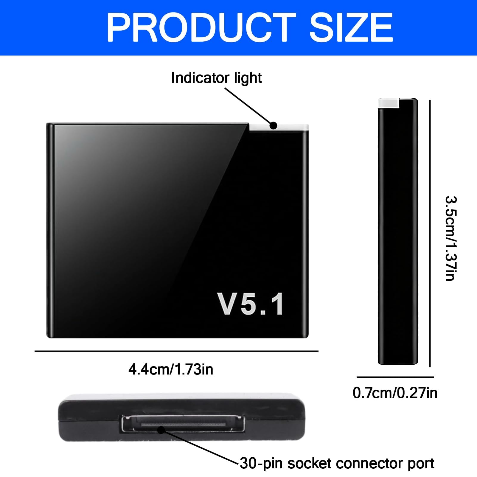Adattatore Bluetooth 5.1 a 30 pin per stazione di docking Bose SoundDock, mini ricevitore audio portatile per iPhone/iPod a 30 pin, non adatto per auto o moto