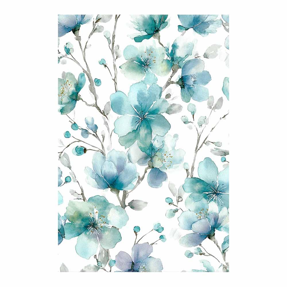 Xeniou Multicolor Flowers Canvas Blue Watercolor Flower Print Canvas Wall Art, For Living Room Bedroom Restaurant Home Office Wall Decoration(Multicolor)-80X120cm Unframed