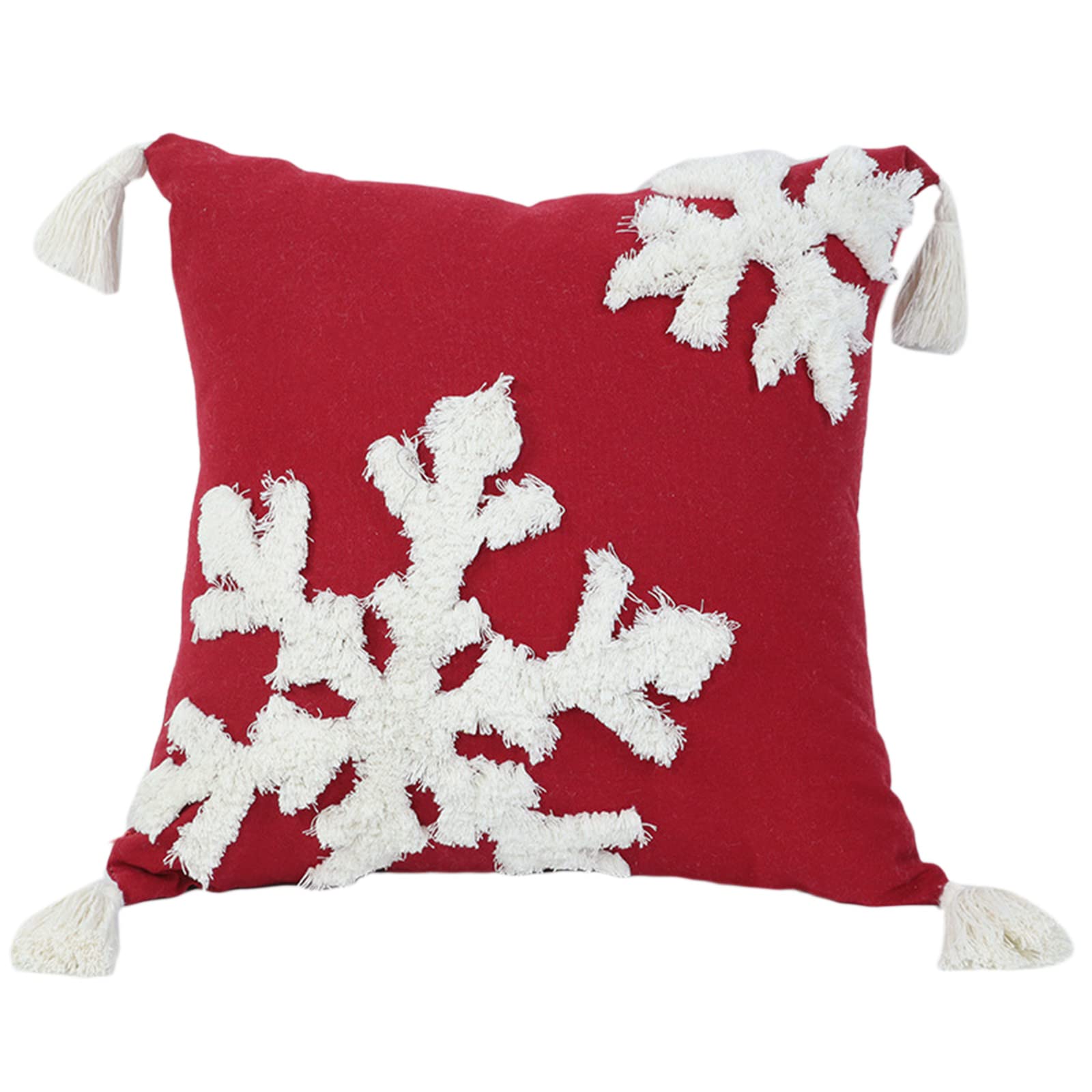 Tsophreniq Christmas Tufed Pillow Cover Cotton Embroidered Throw Pillows for Case Cushion Covers Decor for Couch Living Room Bedroo Pillow Cover with Tassels