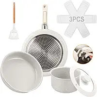 Jogo de Panelas 3 Peças, Conjunto de panelas antiaderentes Punho destacável, Conjuntos de panelas de cozinha de indução antiaderente com alça removível