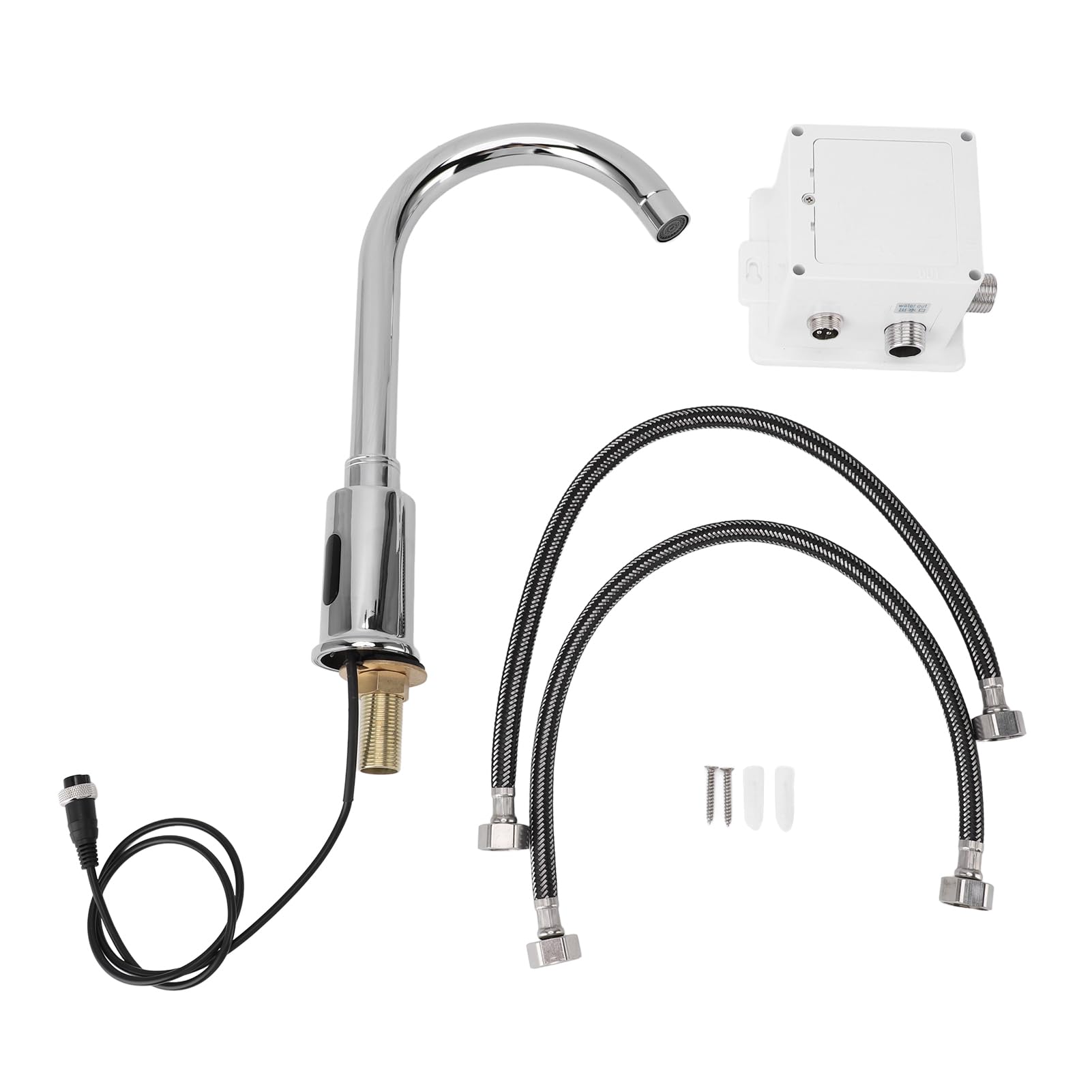 Asixxsix Grifo de lavabo sin contacto, grifo de cocina sin contacto con sensor infrarrojo, de agua fría individual, grifos de cocina con sensor de movimiento