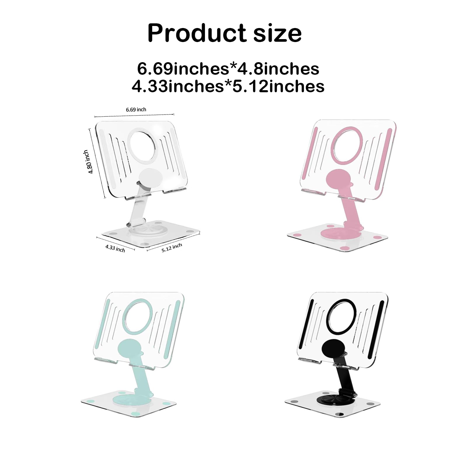 Supporto da scrivania per iPad, regolabile a 360°, supporto in acrilico per iPad, monitor e switch iPhone, organizer da scrivania e accessori per donne (rosa)
