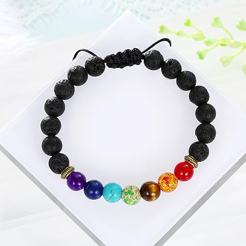 Vista 3 de MengPa Pulseras de cuentas para hombre, pulsera de piedra de lava con cuentas de piedra de moda, regalos para él, novio
