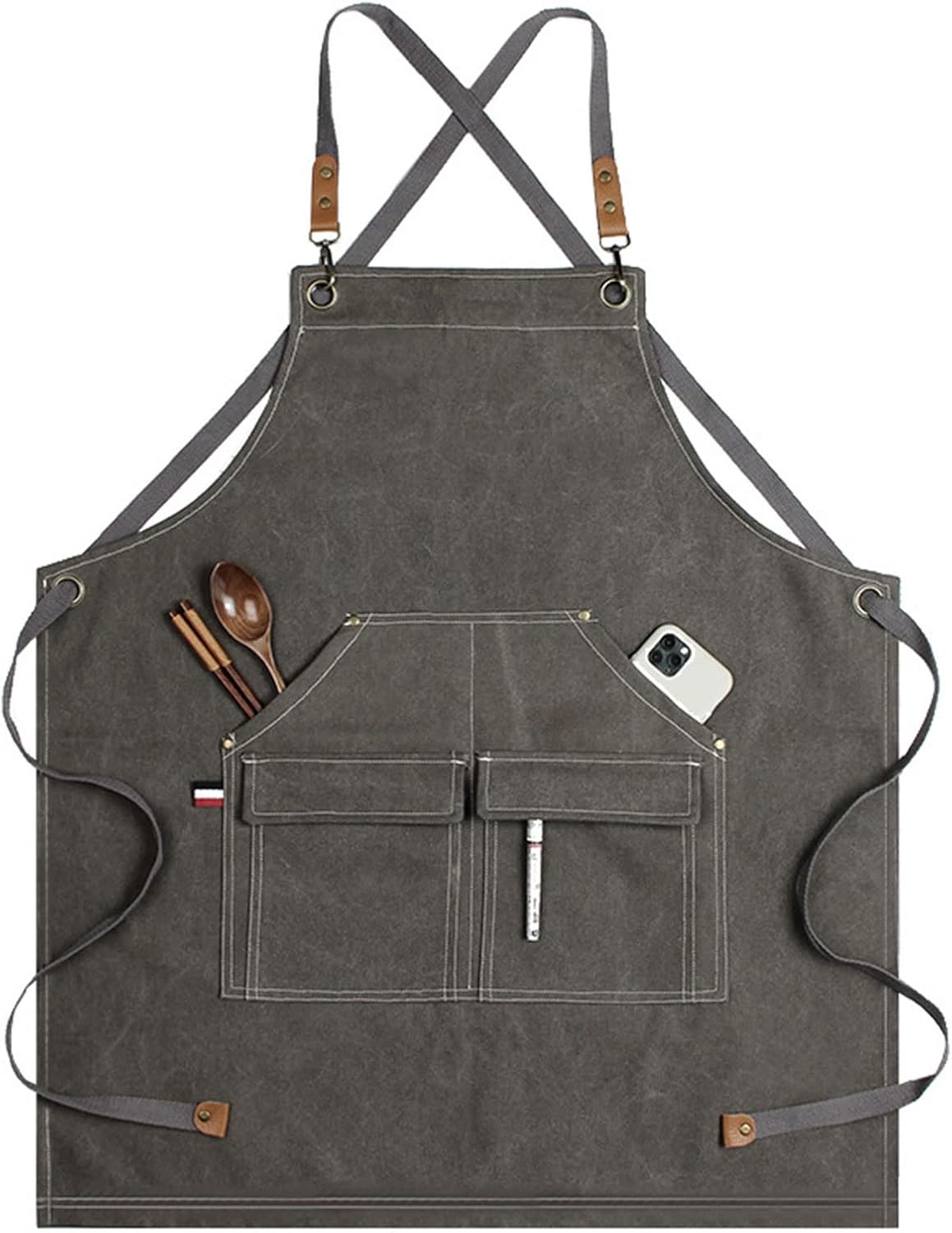 Tool apron,Work Apron With Pockets, Premium Heavy Duty Canvas Tool Apron with Tool Pockets, Waterproof (Color : Gray, Size : X-Large) (Color : Gray, Size : X-Large)