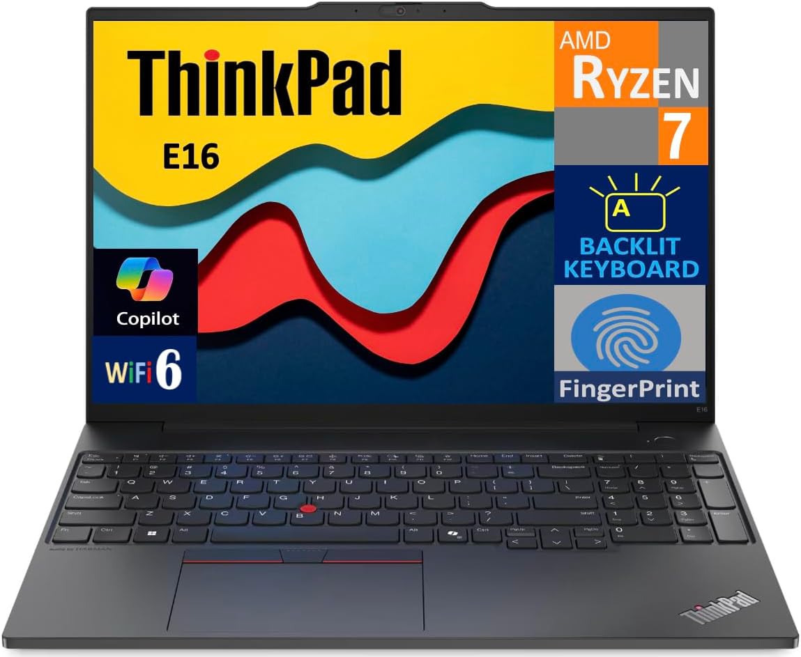 Lenovo ThinkPad E16 Business Laptop 16.0" IPS WUXGA Display (AMD Ryzen 7 7735U, 64GB DDR5, 512GB PCIe SSD, Integrated GPU, Backlit KB, Fingerprint, Thunderbolt 4, Win 11 Pro) w/DKZ USB Port Expander