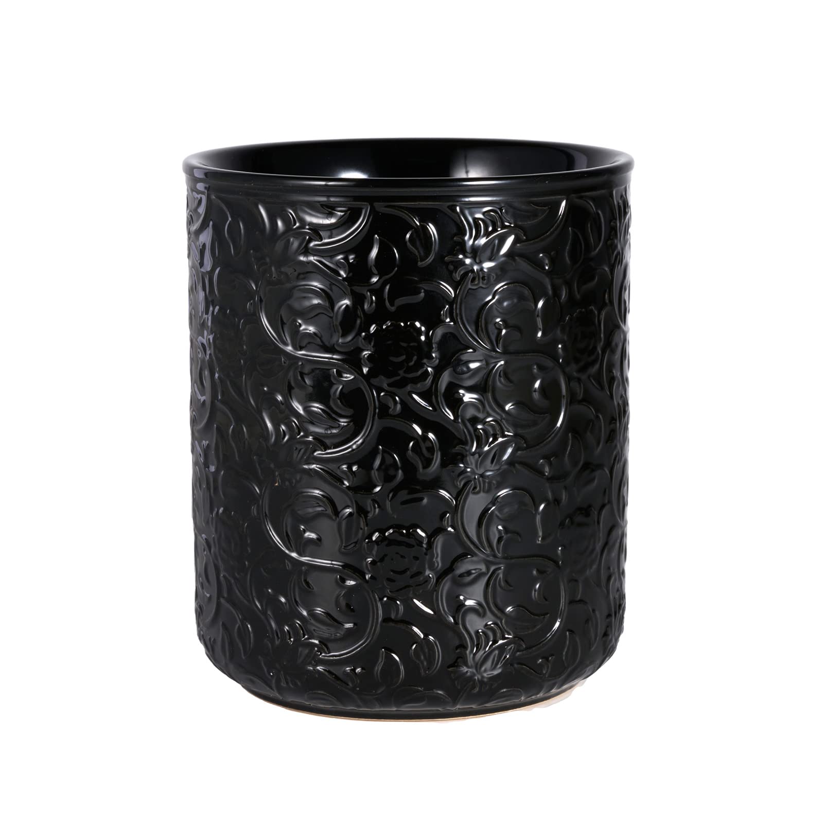 Ceramic Kitchen Utensil Holder Utensil Crock, Large Utensils Holder for Kitchen Decor with Countertop-Protection Cork Bottom, Cooking Tool Utensils Caddy for Countertop, Black