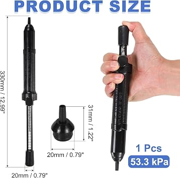 sourcing map Solder Sucker, 53.3 kPa Desoldering Pump with Single Seal Rings,Black Nozzle 330mm Plastic Solder Sucker Tool for Electronics Repair Soldering Desoldering, Black