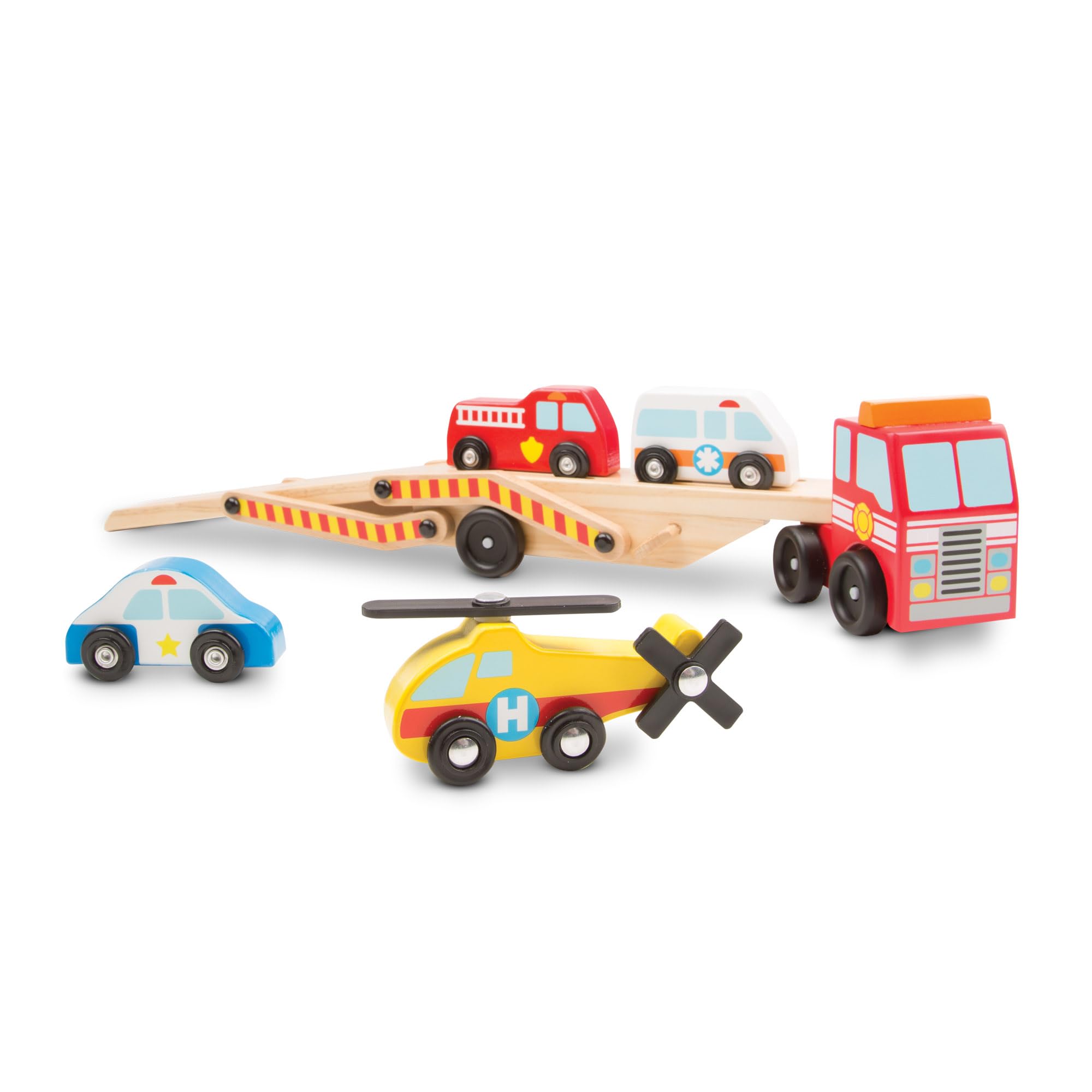 Melissa & Doug Emergency Vehicle Carrier Wooden Vehicle
