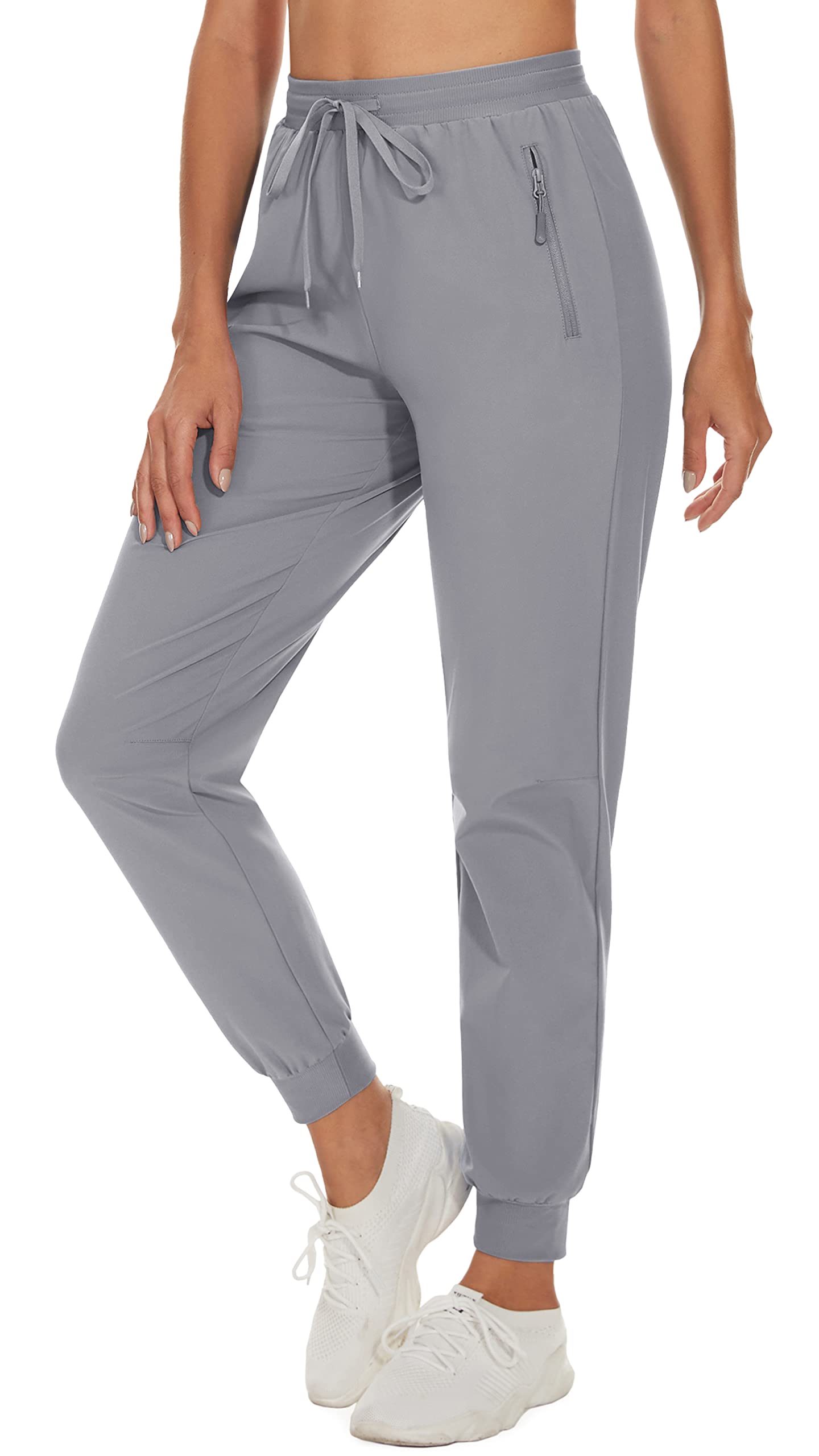 TACVASEN Women's Athletic Pants Stretchy Activewear Running Comfortable, Light Grey, 2XL