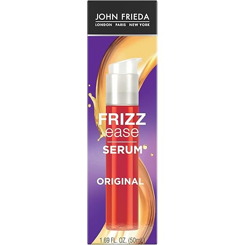 John Frieda Frizz Ease Original Hair Serum, Protecting Against Frizz, Heat, and Humidity While Adding Shine, Smooths Strands and Hydrates Parched Hair with Argan, Coconut, and Moringa Oil, 1.69 Oz