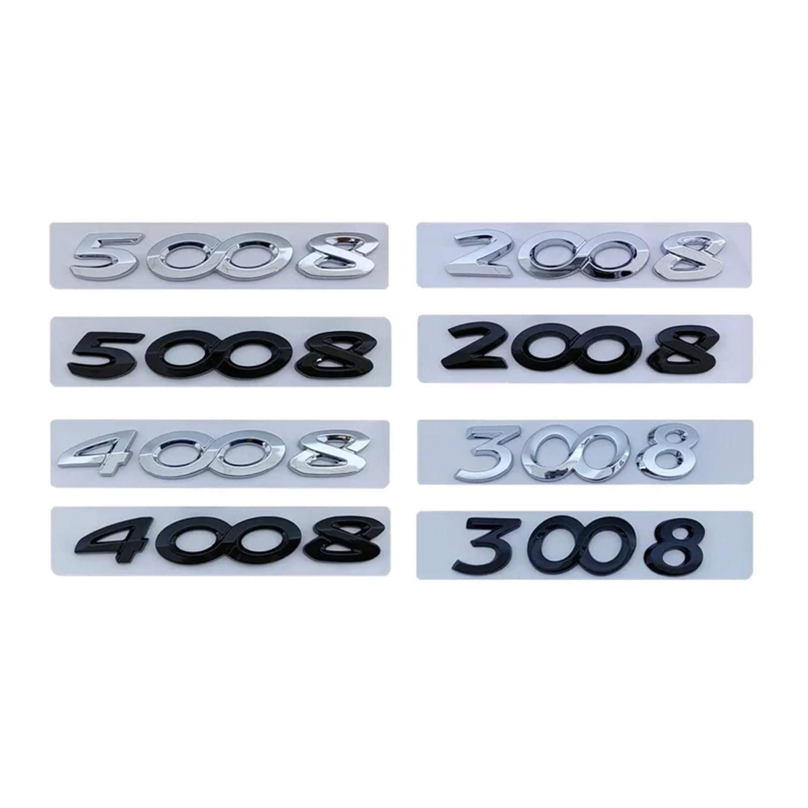 Emblème Lettres 3D ABS Chrome Pour Peugeot 2008 3008 4008 5008 – Insigne Coffre Arrière Argenté, Accessoire Tuning Personnalisé
