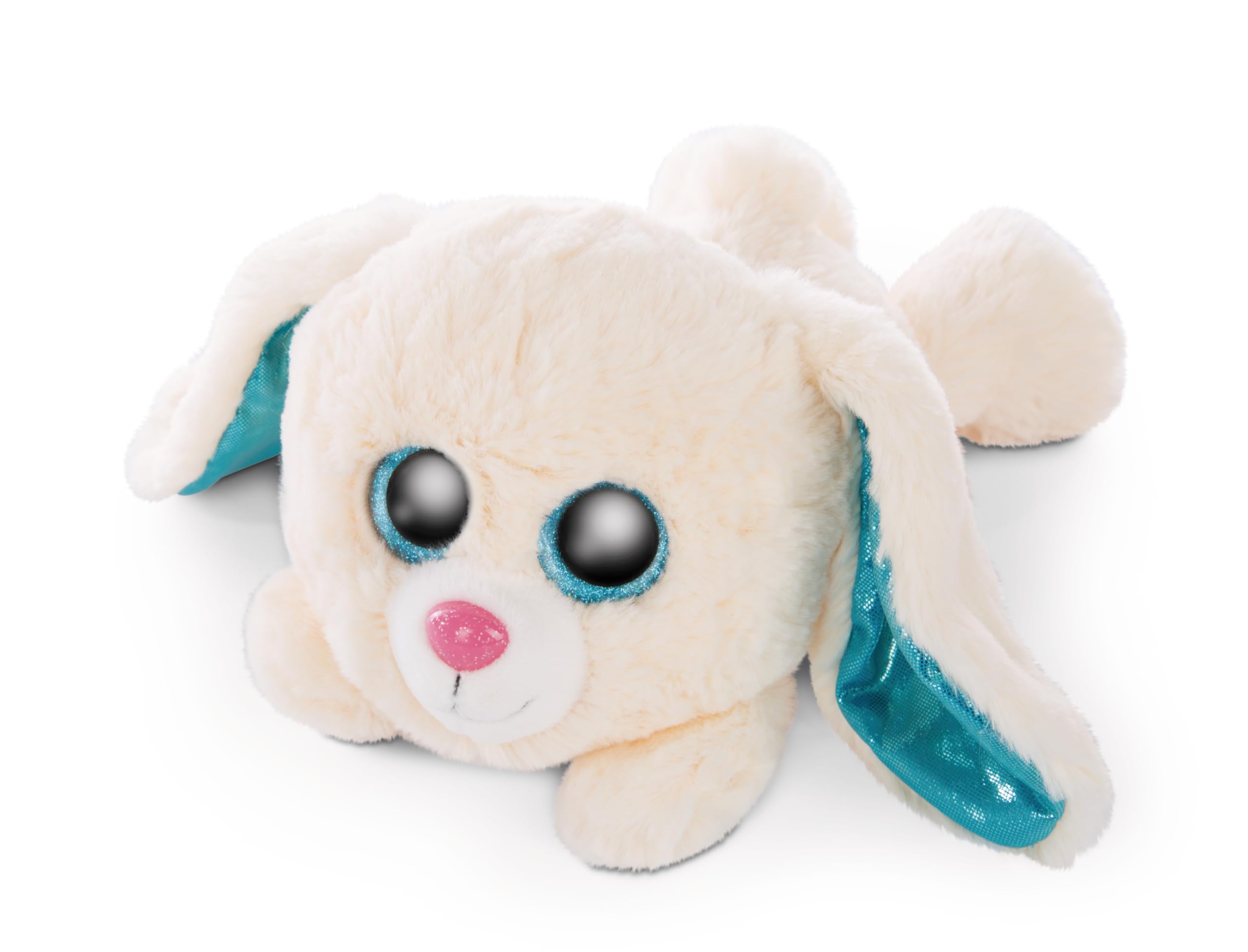 NICI Glubschis: The Original – Glubschis Bunny Wolli-Dot 25cm – Lying Down Rabbit with Big, Glittery Eyes – Fluffy Soft Toys for Cuddly Toy Lovers