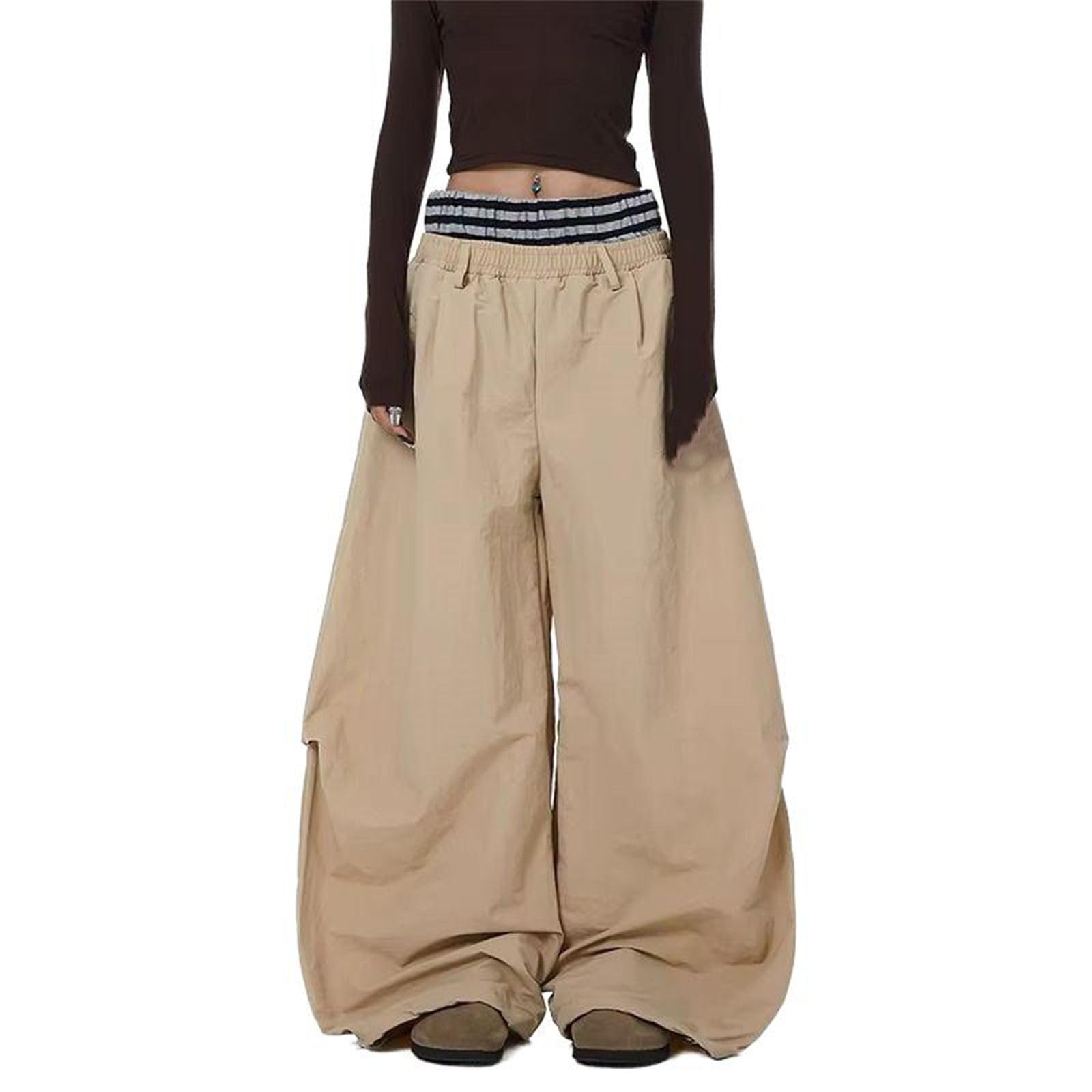 Pantalones Casuales Acampanados para Mujer, Pierna Ancha Suelta, de Largo Largo, Estilo Callejero