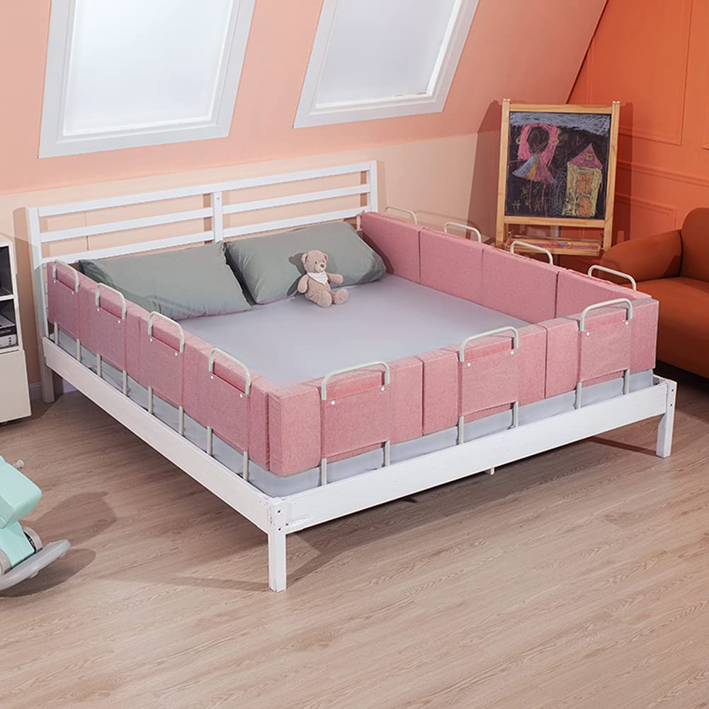 Riel De Cama De Seguridad Portátil, Riel Lateral De Protección De Altura Ajustable, Rieles De Parachoques De Seguridad Y Niños - Valla De Barandilla De Cama Anticaída(Size:60cm,Color:Rosa)