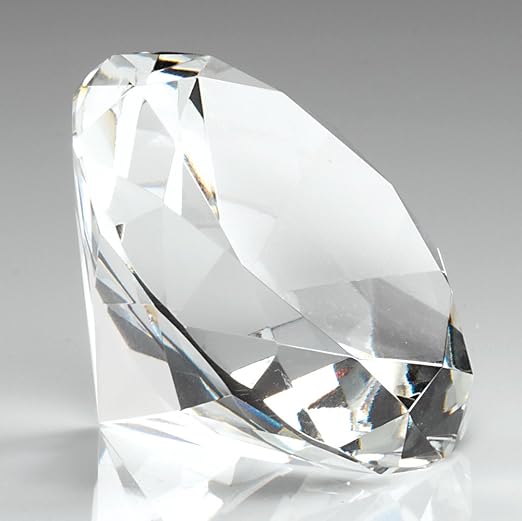 100mm Plain Clear Glass Diamond Shapped Paperweight Complete with Gift Box DIA100 Amazon.co.uk