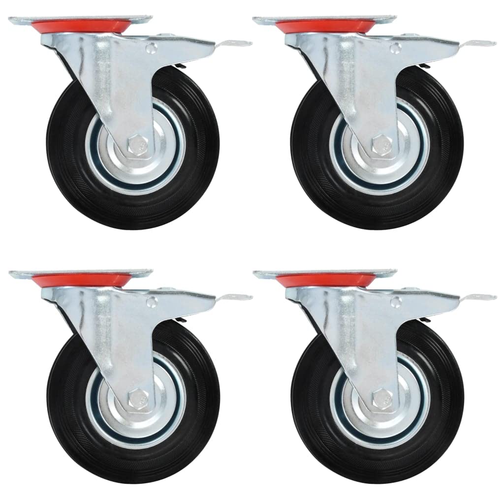 vidaXL 8X Ruedas Giratorias con Frenos Dobles Materiales Muebles Bancos Trabajo Carritos Estanterías Resistencia Golpes Suaves con Diámetro de 125mm