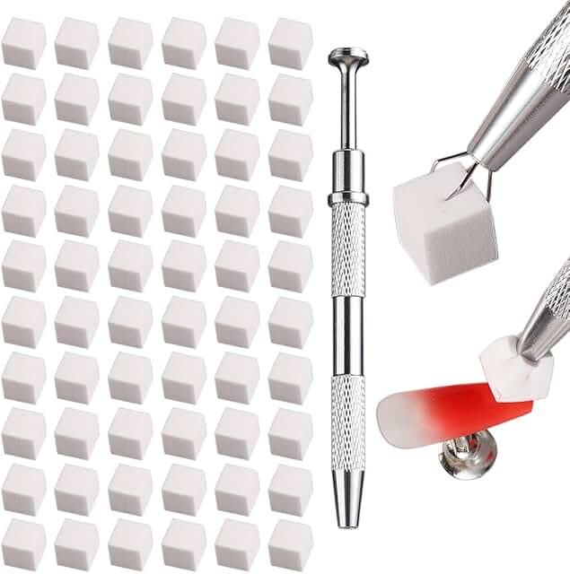 Soft Sponges with Grabbing Pen for Ombre and Aura Nail Art with Brush, P...
