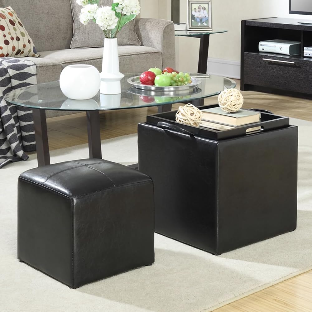 KEILEOHO 3 Pouf Pieghevoli Rettangolari 40x20x20 Cm - Poggiapiedi Multiuso In Lino Per Soggiorno, Ufficio, Campeggio E Pesca