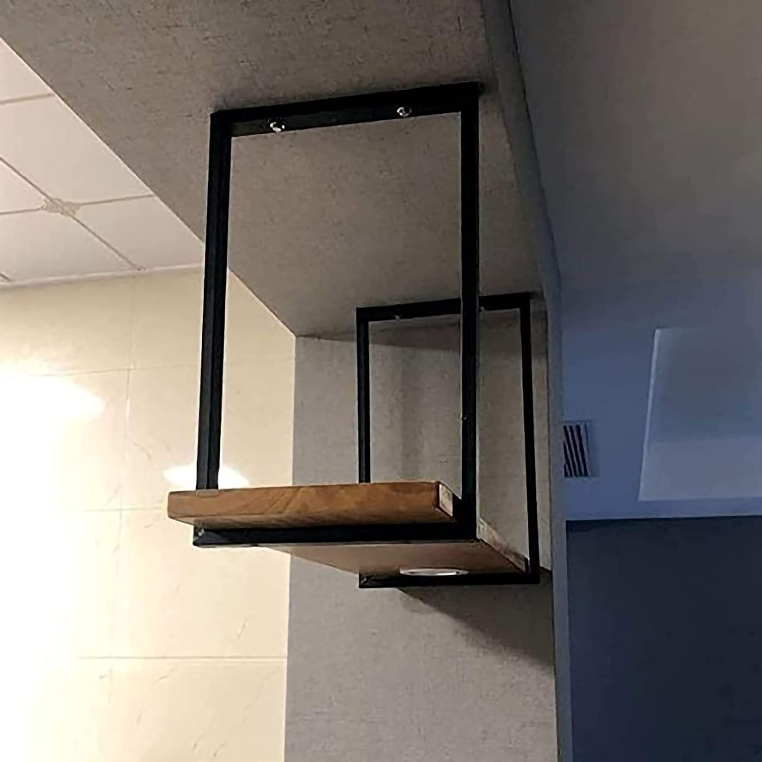 Cloison de Plafond Suspendue Métal Bois Massif Grand Vin Présentant des Livres, des Plantes, du Vin, du Stockage et des Supports décoratifs (Couleur : Noir, Taille : 100 x 30 x 50cm)