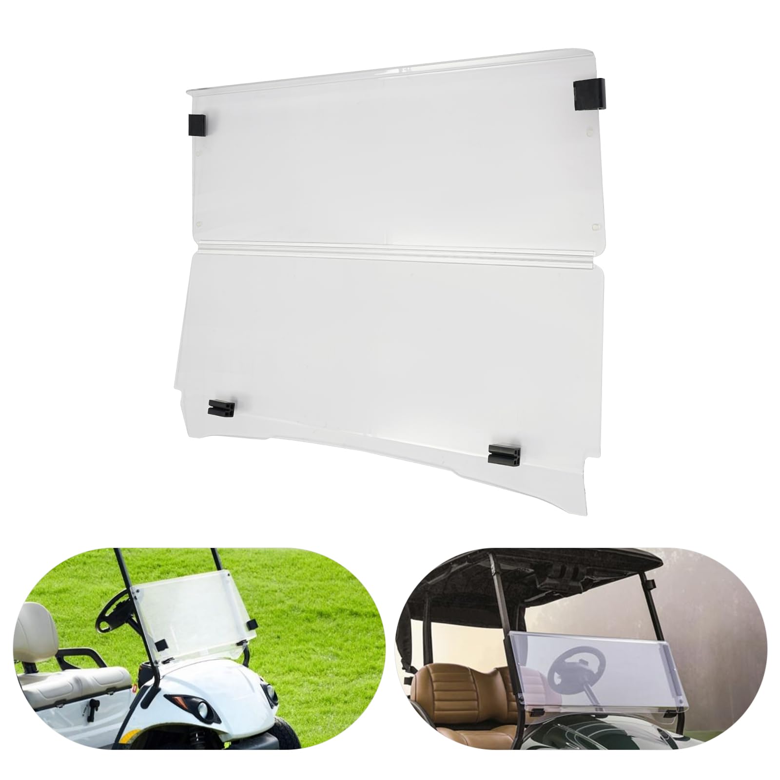 Pare-brise pour voiturette de golf, 100,5 x 82 cm, incassable et pliable, résistant à la température de -30 °C à 70 °C, transparent, pour voiturette de golf, club, voiture (1995-2013 EZGO TXT)