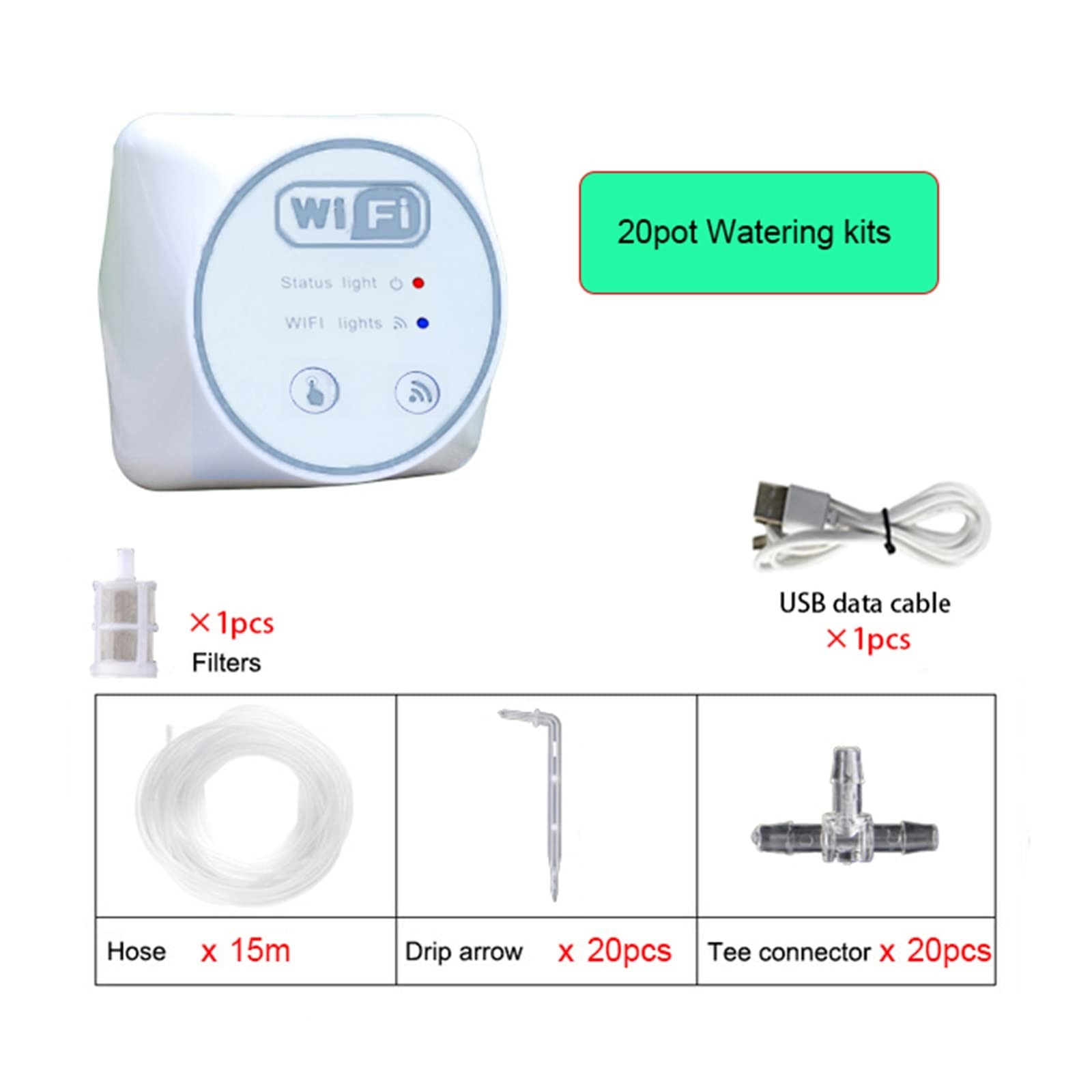 Kit di irrigazione a goccia automatica WIFI di irrigazione a goccia automatica Intelligente Garden Mobile Control Timer Dispositivo di irrigazione for irrigazione in pentola 15/20 per Piante in Vaso d