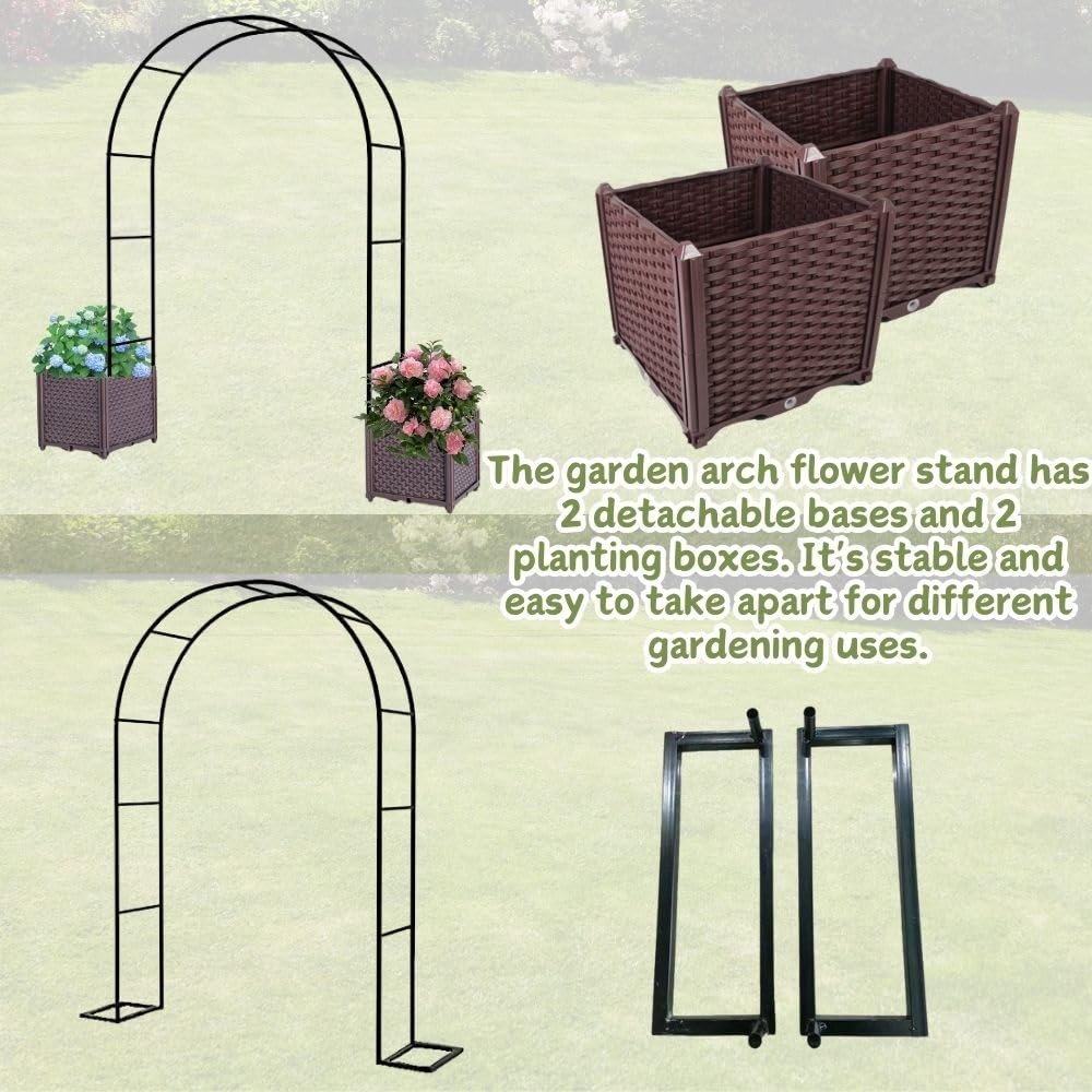 Gartenbögen für Kletterpflanzen, Metallspalier für Rosen und Glyzinien, stabile Hochzeitslaube, 80 cm breit x 200 cm hoch, perfekt für Outdoor-Dekoration und Gartenveranstaltungen