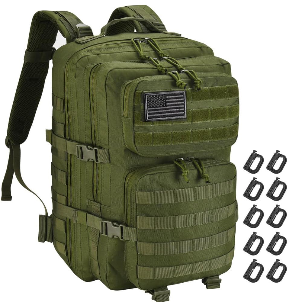 R.SASR 45L Tactical Backpack for Men Women, Military Assault Pack with MOLLE, Large 3 Day Bug Out Bag for Hiking Camping, Green 1.0, 45L US, Hiking, Trekking โ image 1