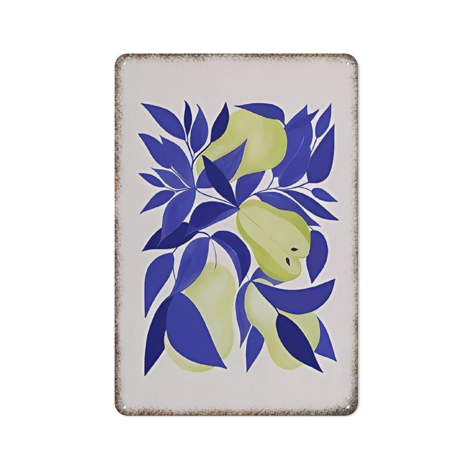Pear Fruit Watercolor Embossed Metal Sign Humorous Style Home Cafe Bar Farmhouse Wall Decor Plaque 8x12 Inch