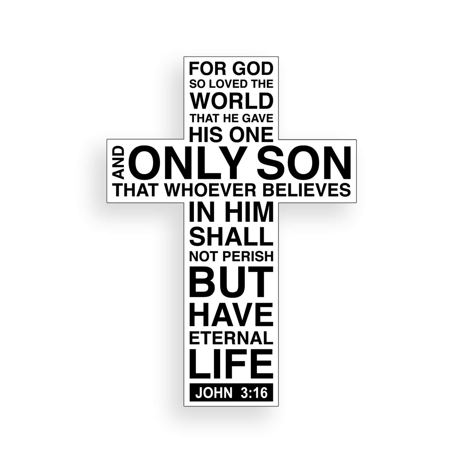 Amazon.com: John 3:16 Script Cross Sticker Handwritten Religious Word ...