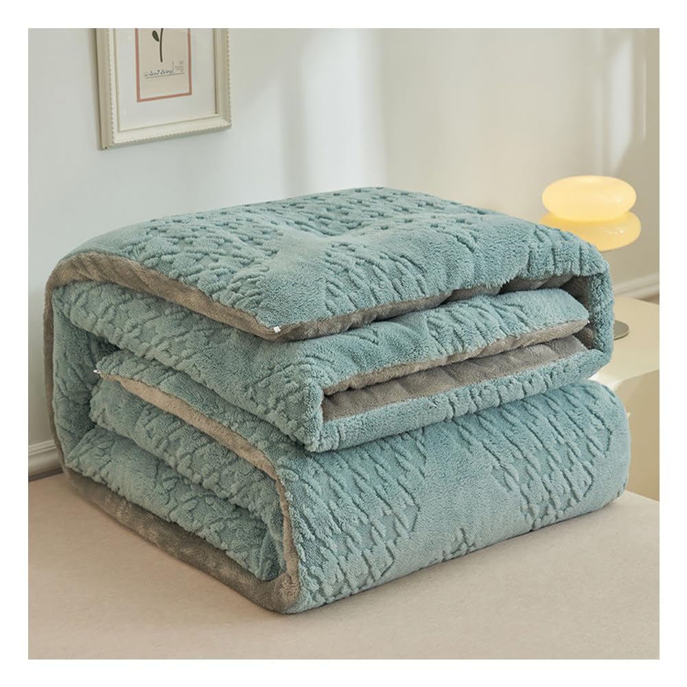 KemNet Colcha De Cordero SúPer CáLida, Manta Cálido De Terciopelo De Franela y Borreguito, Cálida y Suave, Edredones de Cachemira Esponjosos, para Cama Doble En Invierno, 150cm