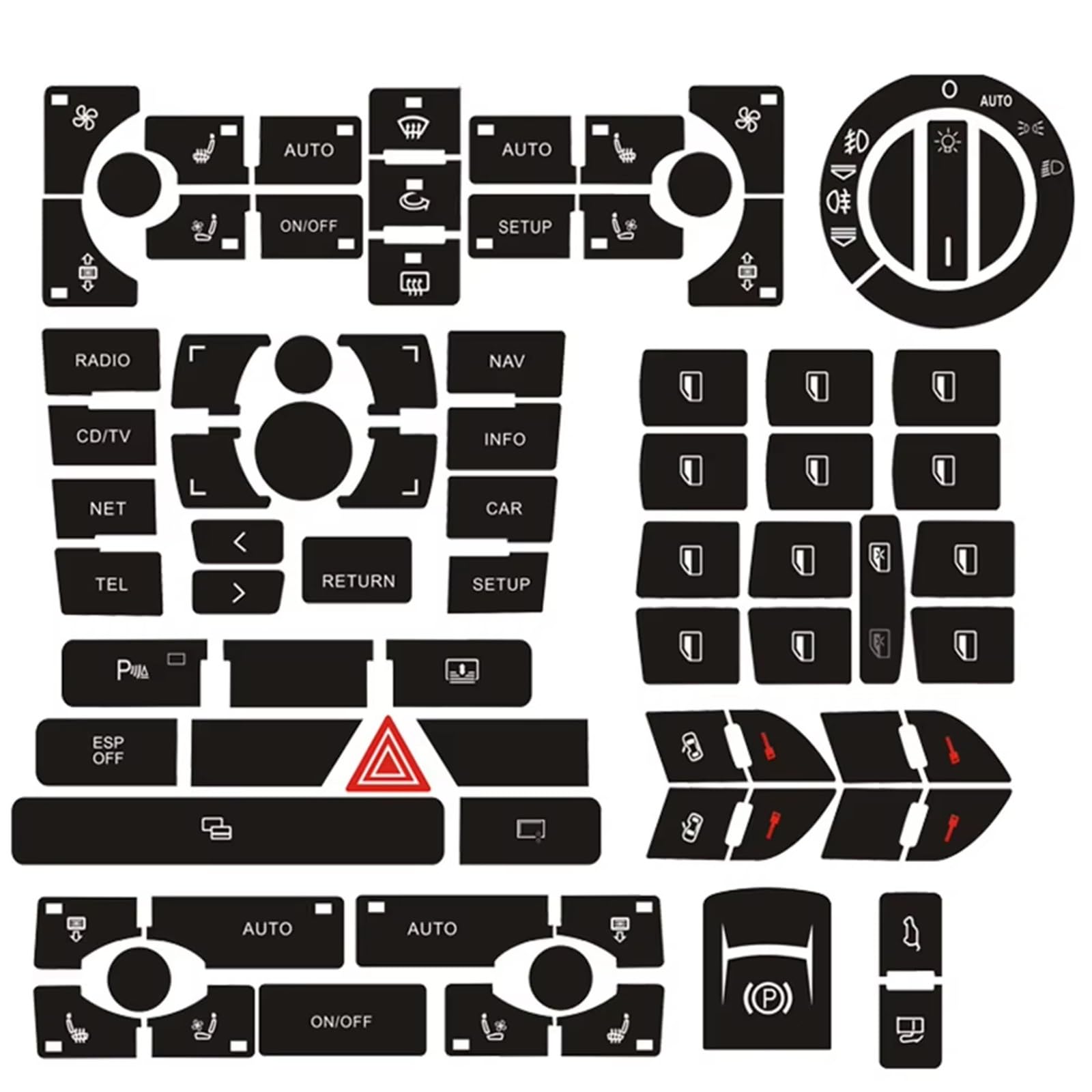Repair Patch Compatible with A8 D3 2002 2003 2004 2005 2006-2009 Radio Clima Headlight Button Repair Stickers Worn Knob Switch Interior Decal Decoration Car Styling
