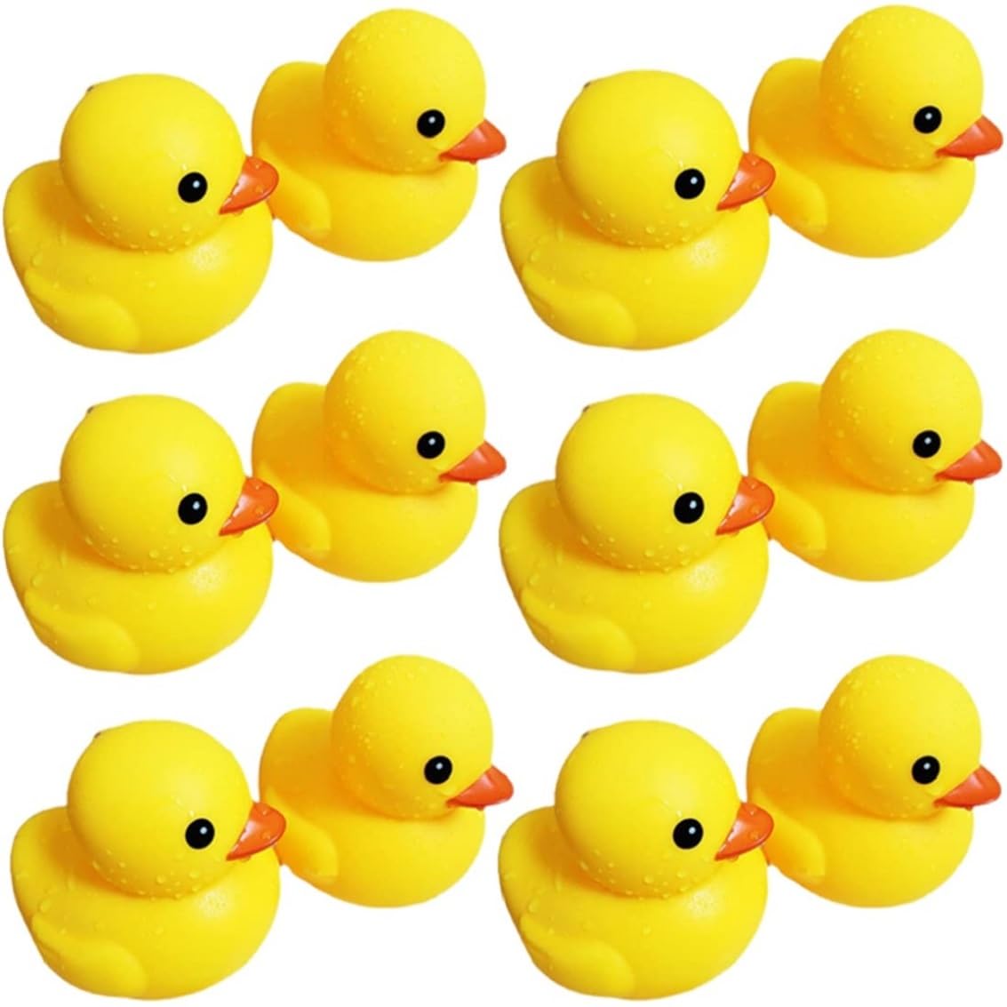bkdt marketing bath duck toys - 12 pcs yellow rubber ducks squeak & float ducky for baby shower, pool - duckling toy for toddlers kids 3 months+