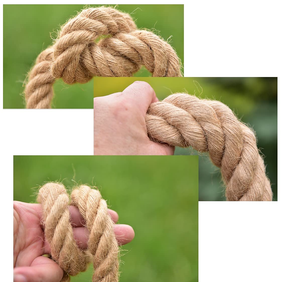 Cuerdas de cáñamo natural Cuerdas de yute resistentes de 24 mm de grosor Cuerda de yute natural resistente para manualidades, poste para rascadores de gato, paquete para jardín, canotaje, tira y afloj