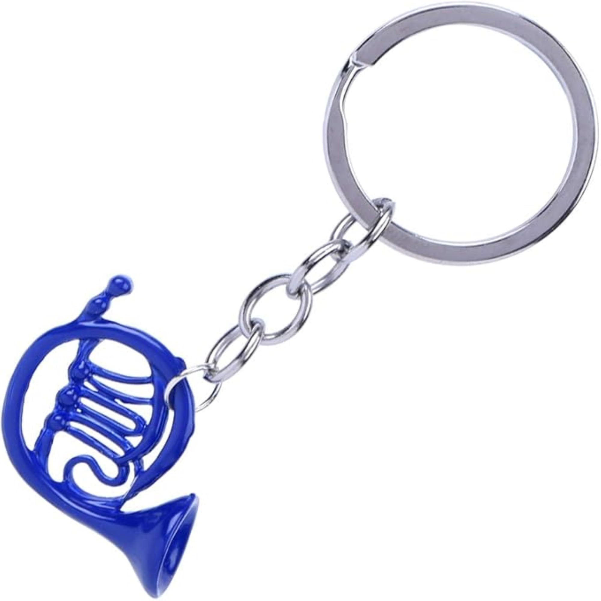GenericBlue French Horn Charm Keychain - Large Version, Blue, L