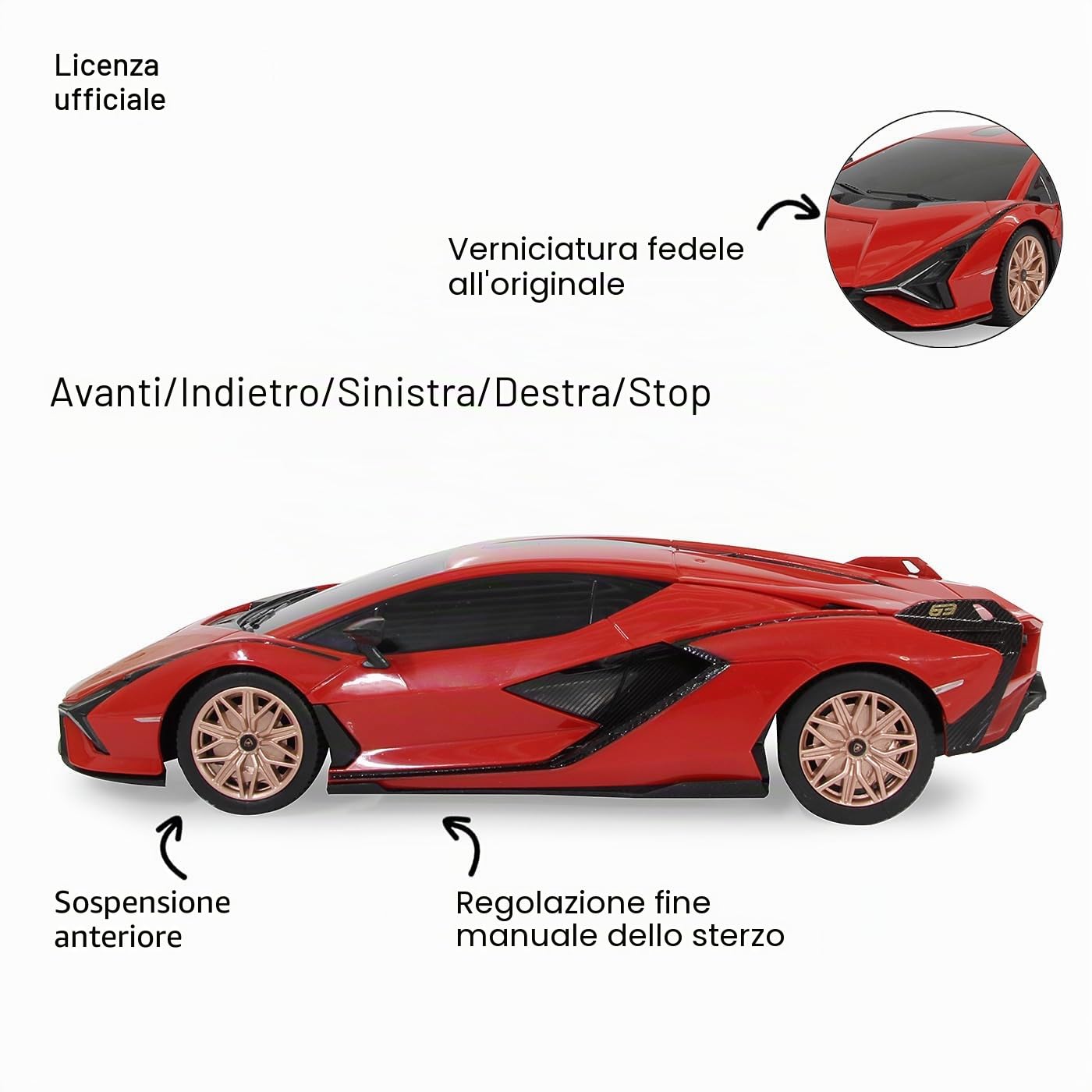 JAMARA 403126 - Lamborghini Sián FKP 37 1:24 Rosso 2,4GHz - velocità 7 Km/h