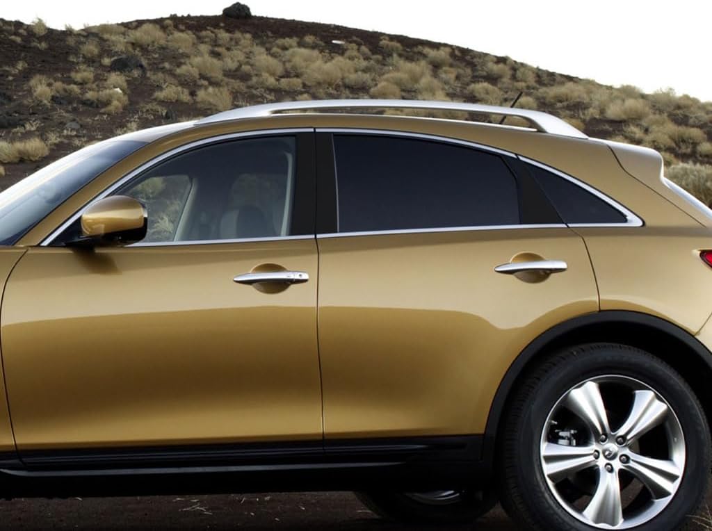 Rvinyl Pillar Post Window Trim Compatible with Infiniti FX35 2003-2008 - Gloss (Black)