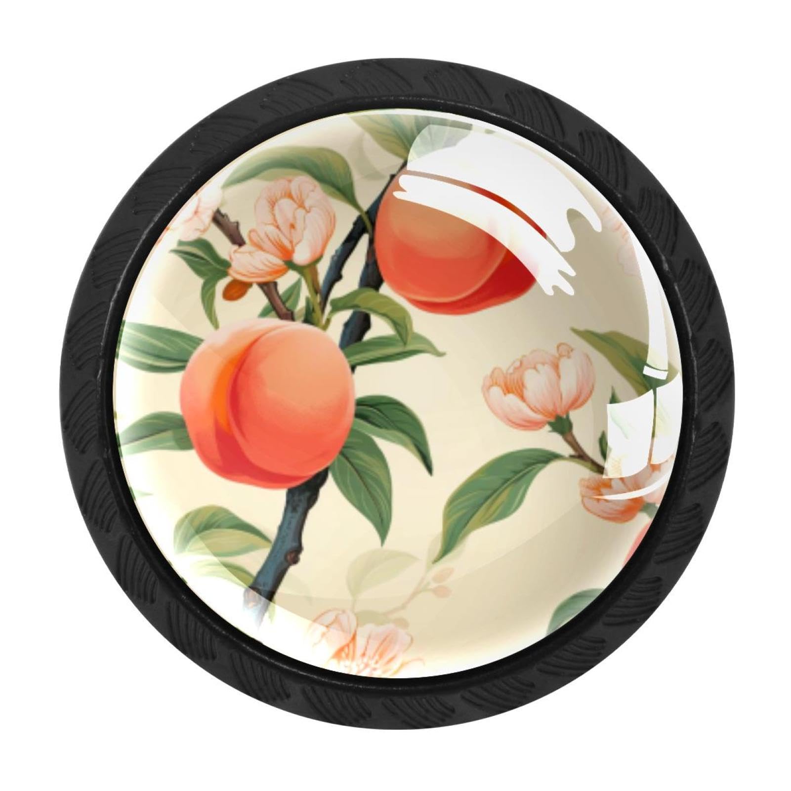 CHENZZZZ 4 Pieces Black Cabinet Pull Handle with Screws,Peach Kitchen Knobs, Hardware for Cupboard Drawer Dresser