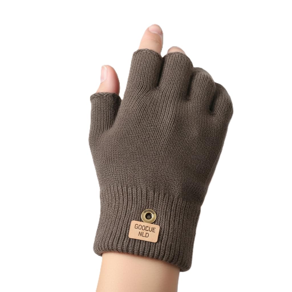 Women's Convertible Black Knit Winter Gloves - Warm Fingerless Mittens for Cold Weather & Texting-image-42