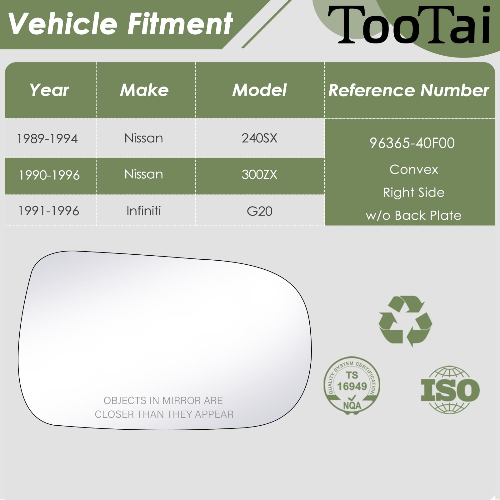 Amazon.com: Tootai Passenger Side Replacement Mirror Glass
